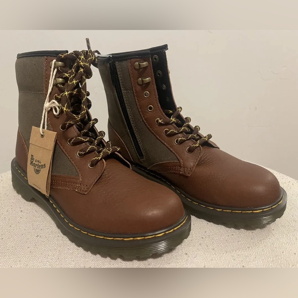 Dr Martens 1460 Panel Y Leather Lace Up Brown Boots Mens Sz 5 / Womens Sz 6 Doc
